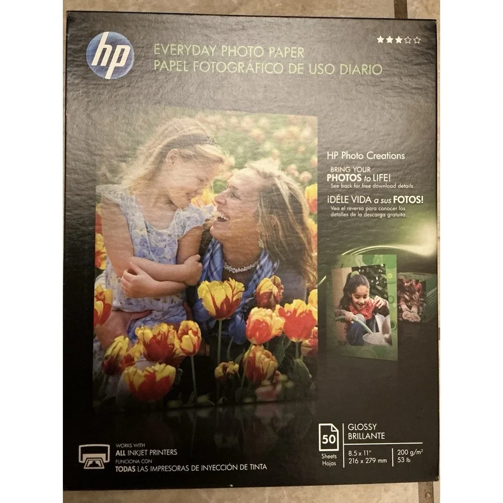 HP Everyday Glossy Photo Paper | 50 Sheets | Letter | 8.5 x 11 in | Q8723A